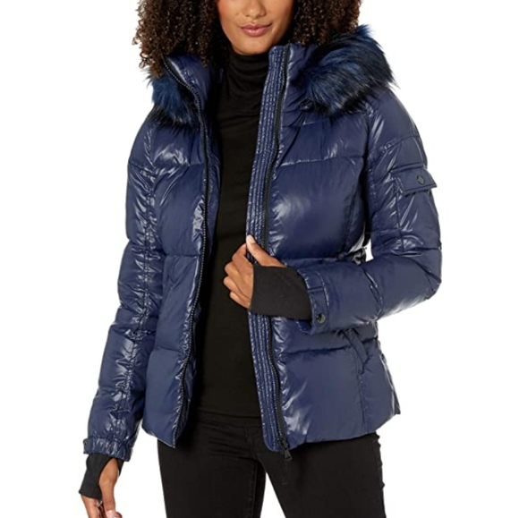 s13 faux fur quilted puffer jacket